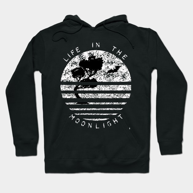 Moonlighting, living in the moonlight. Hoodie by Bird